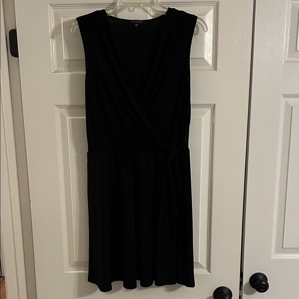 Tahari Black Wrap Mini Dress